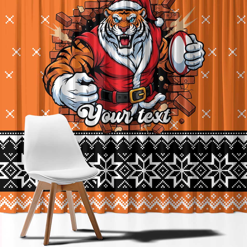Santa Tiger Roar Personalized Window Curtain Christmas Rugby League Spirit - Aussie Hoodie