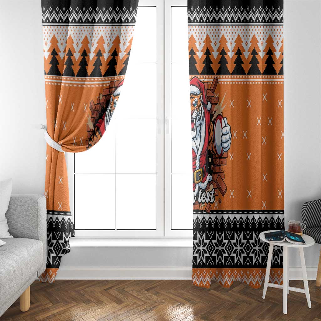 Santa Tiger Roar Personalized Window Curtain Christmas Rugby League Spirit - Aussie Hoodie
