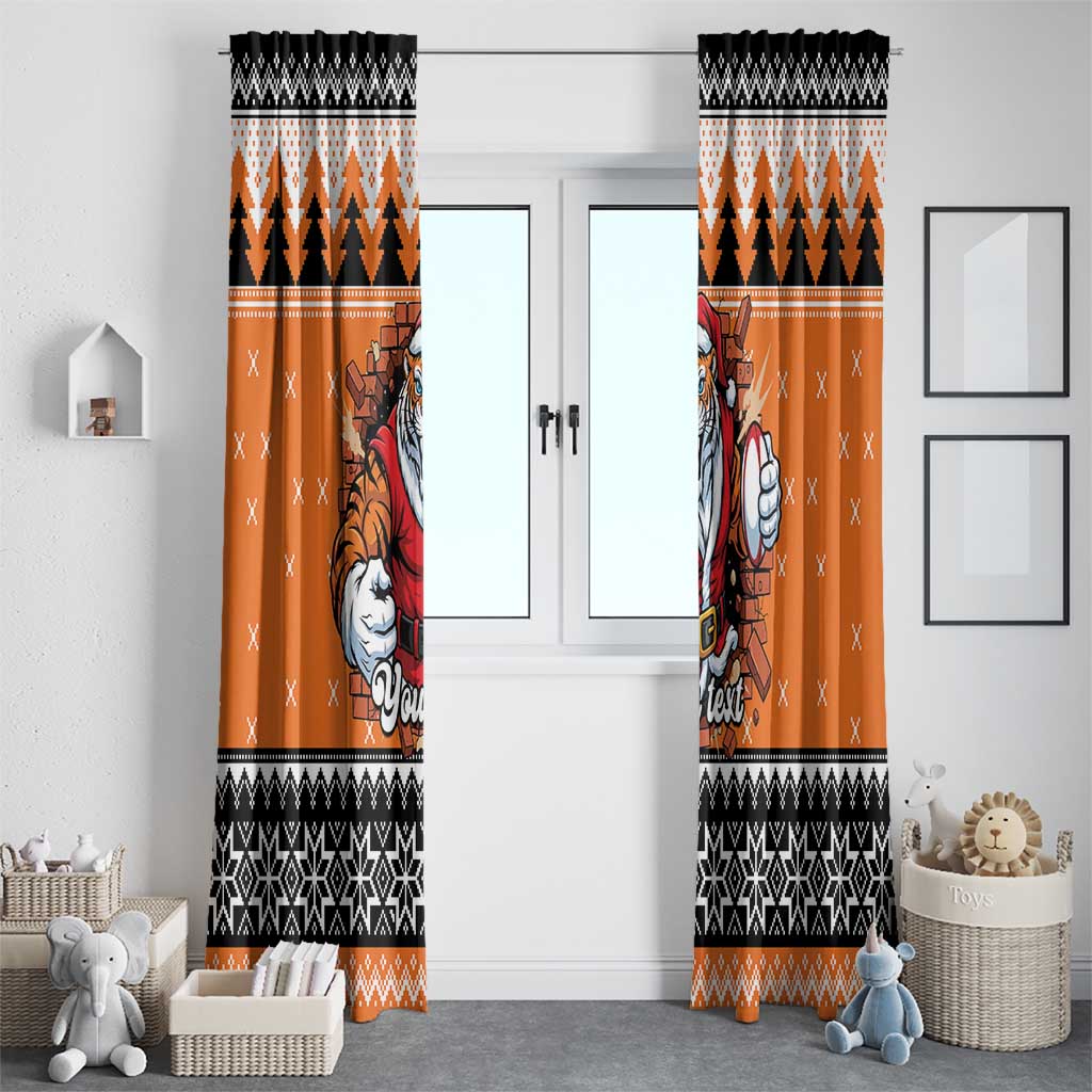 Santa Tiger Roar Personalized Window Curtain Christmas Rugby League Spirit - Aussie Hoodie
