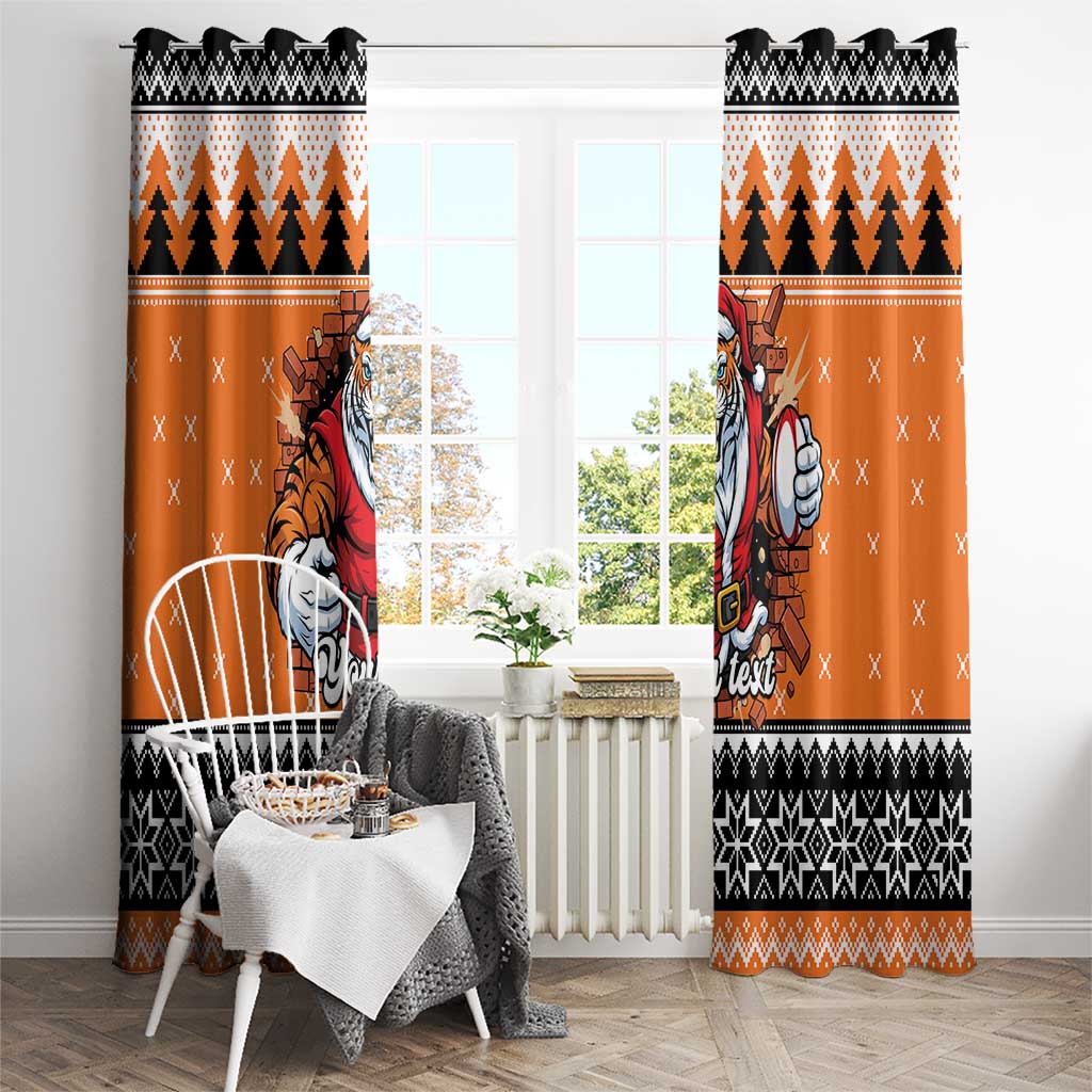 Santa Tiger Roar Personalized Window Curtain Christmas Rugby League Spirit - Aussie Hoodie