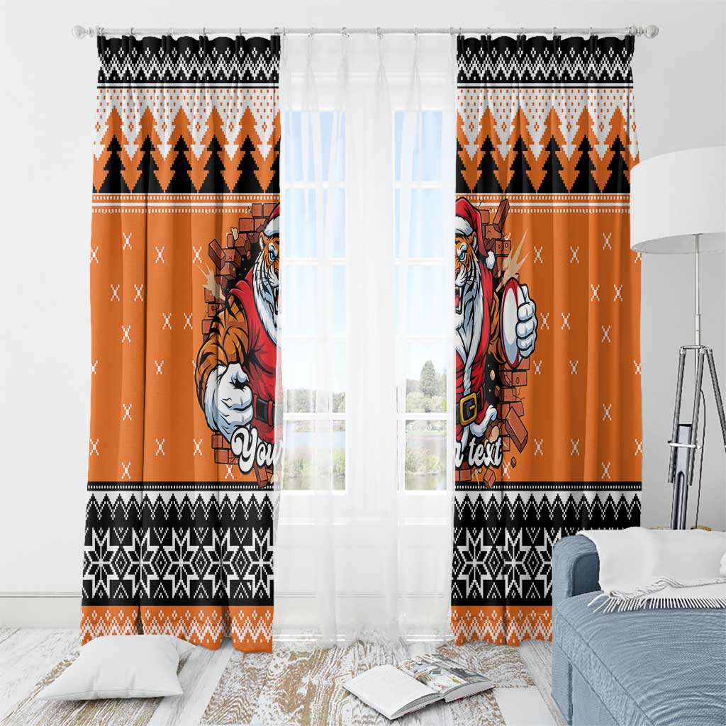 Santa Tiger Roar Personalized Window Curtain Christmas Rugby League Spirit - Aussie Hoodie