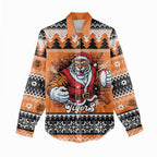 Santa Tiger Roar Personalized Women Casual Shirt Christmas Rugby League Spirit - Aussie Hoodie