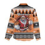 Santa Tiger Roar Personalized Women Casual Shirt Christmas Rugby League Spirit - Aussie Hoodie