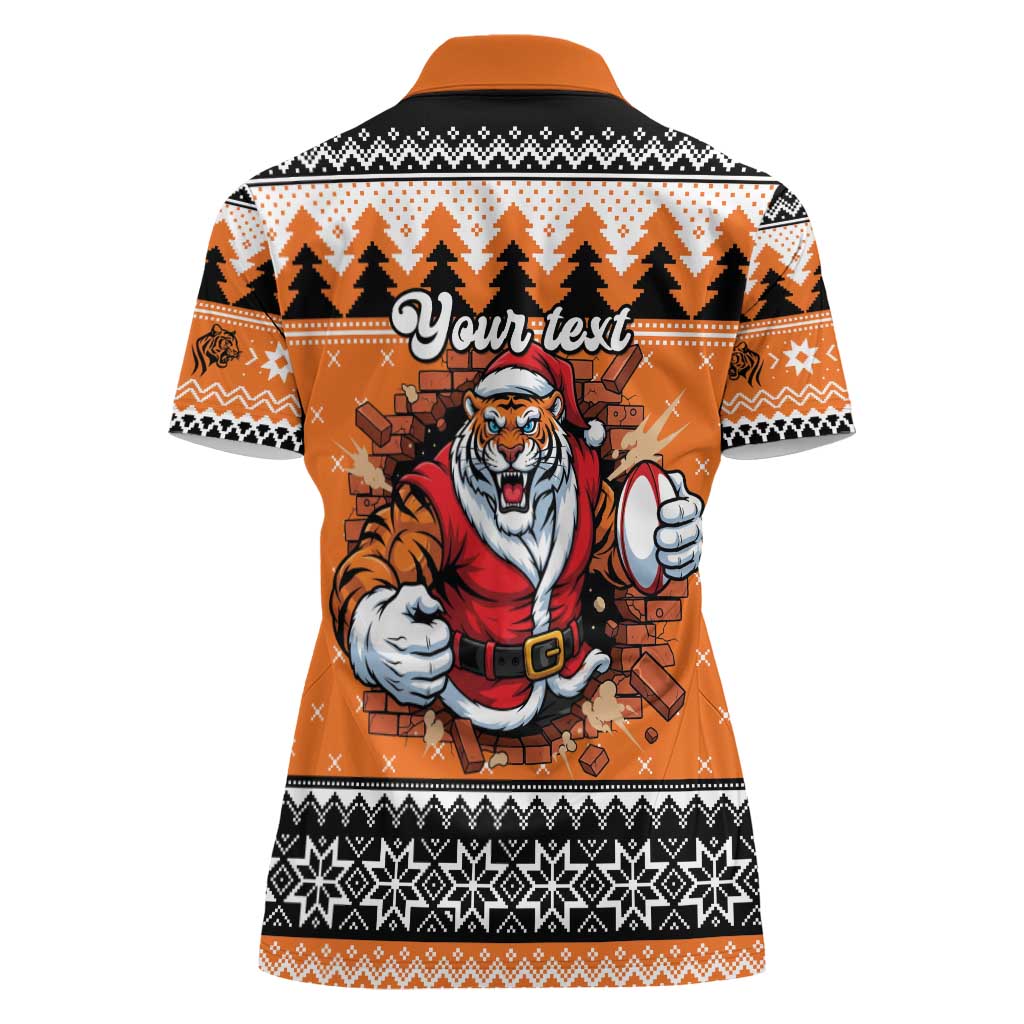 Santa Tiger Roar Personalized Women Polo Shirt Christmas Rugby League Spirit - Aussie Hoodie