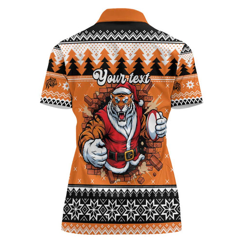 Santa Tiger Roar Personalized Women Polo Shirt Christmas Rugby League Spirit - Aussie Hoodie