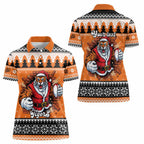 Santa Tiger Roar Personalized Women Polo Shirt Christmas Rugby League Spirit - Aussie Hoodie