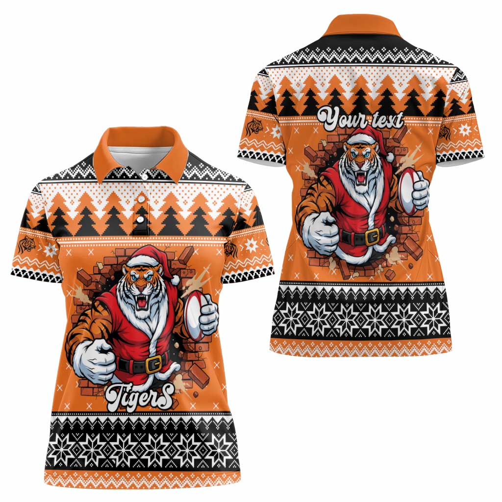 Santa Tiger Roar Personalized Women Polo Shirt Christmas Rugby League Spirit - Aussie Hoodie