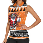 Santa Tiger Roar Personalized Women Sleeveless Polo Shirt Christmas Rugby League Spirit - Aussie Hoodie