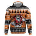 Santa Tiger Roar Personalized Zip Hoodie Christmas Rugby League Spirit - Aussie Hoodie