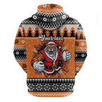 Santa Tiger Roar Personalized Zip Hoodie Christmas Rugby League Spirit - Aussie Hoodie