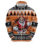 Santa Tiger Roar Personalized Zip Hoodie Christmas Rugby League Spirit - Aussie Hoodie
