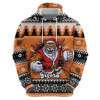 Santa Tiger Roar Personalized Zip Hoodie Christmas Rugby League Spirit - Aussie Hoodie