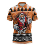 Santa Tiger Roar Personalized Zipper Polo Shirt Christmas Rugby League Spirit - Aussie Hoodie
