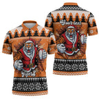Santa Tiger Roar Personalized Zipper Polo Shirt Christmas Rugby League Spirit - Aussie Hoodie
