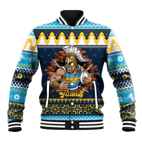 Santa’s Titan Warrior Personalized Baseball Jacket Christmas Rugby League Spirit - Aussie Hoodie