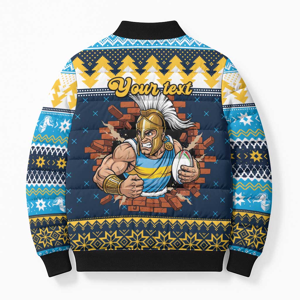 Santa’s Titan Warrior Personalized Bomber Puffer Jacket Christmas Rugby League Spirit - Aussie Hoodie
