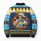 Santa’s Titan Warrior Personalized Bomber Puffer Jacket Christmas Rugby League Spirit - Aussie Hoodie