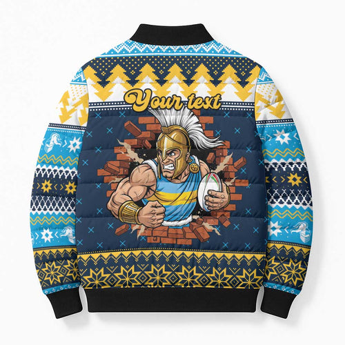 Santa’s Titan Warrior Personalized Bomber Puffer Jacket Christmas Rugby League Spirit - Aussie Hoodie