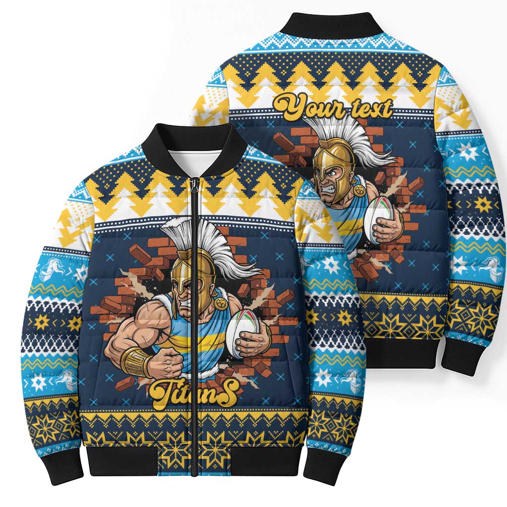 Santa’s Titan Warrior Personalized Bomber Puffer Jacket Christmas Rugby League Spirit - Aussie Hoodie