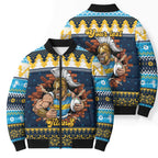 Santa’s Titan Warrior Personalized Bomber Puffer Jacket Christmas Rugby League Spirit - Aussie Hoodie