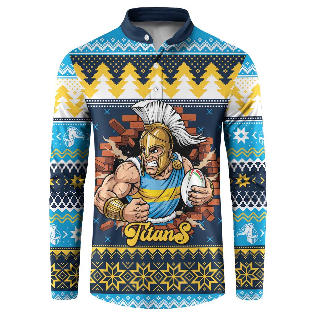 Santa’s Titan Warrior Personalized Button Sweatshirt Christmas Rugby League Spirit - Aussie Hoodie