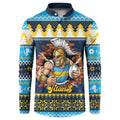 Santa’s Titan Warrior Personalized Button Sweatshirt Christmas Rugby League Spirit - Aussie Hoodie