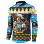 Santa’s Titan Warrior Personalized Button Sweatshirt Christmas Rugby League Spirit - Aussie Hoodie