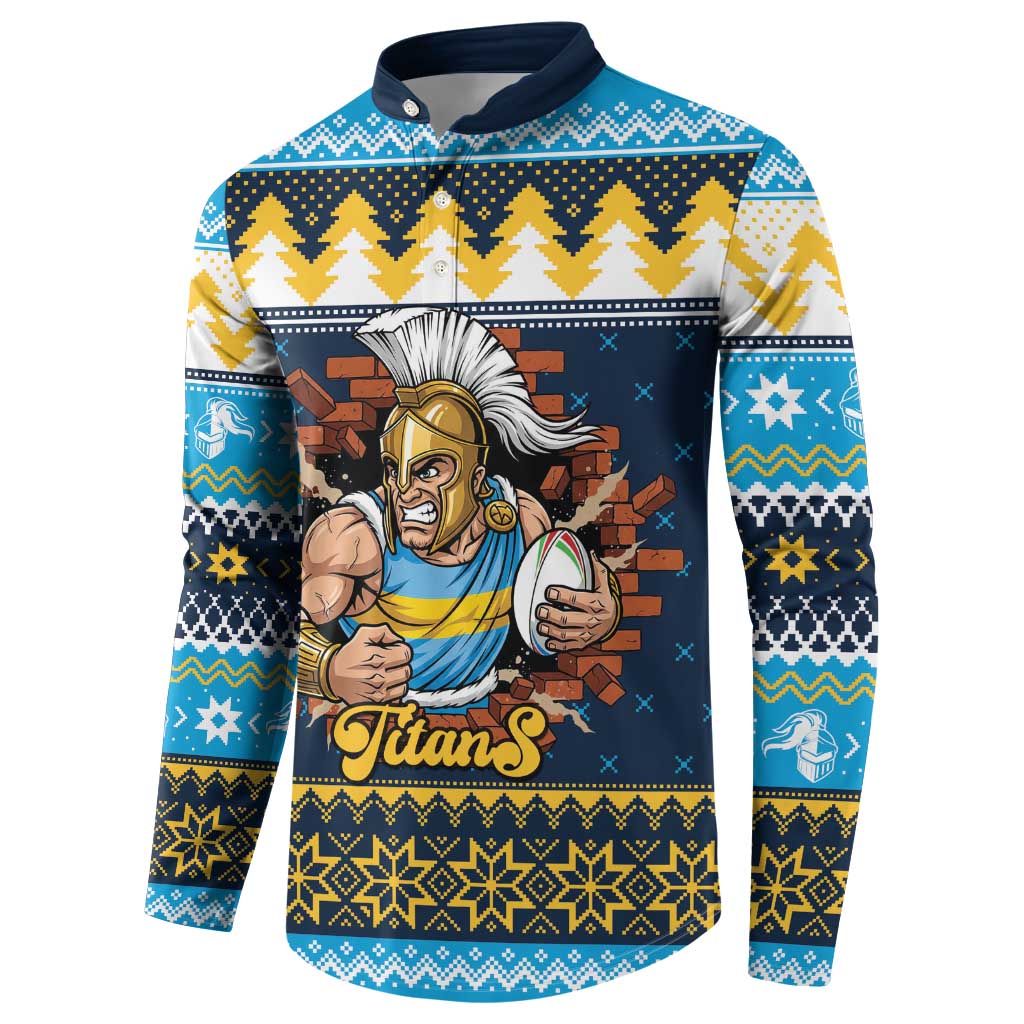 Santa’s Titan Warrior Personalized Button Sweatshirt Christmas Rugby League Spirit - Aussie Hoodie