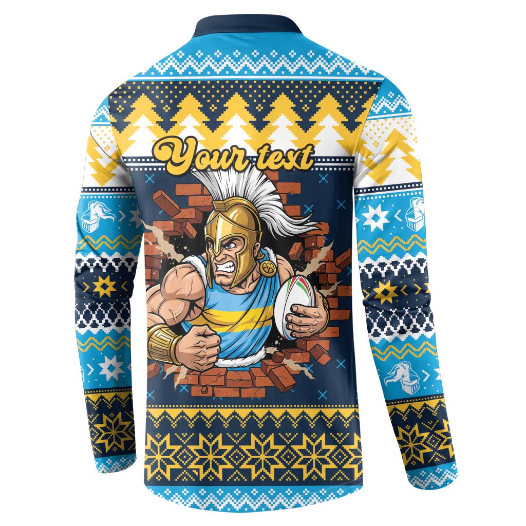 Santa’s Titan Warrior Personalized Button Sweatshirt Christmas Rugby League Spirit - Aussie Hoodie