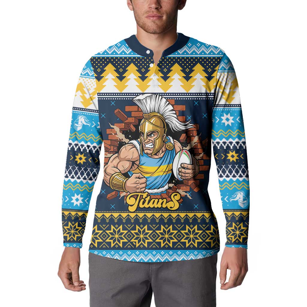 Santa’s Titan Warrior Personalized Button Sweatshirt Christmas Rugby League Spirit - Aussie Hoodie