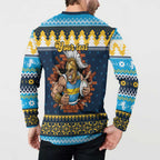 Santa’s Titan Warrior Personalized Button Sweatshirt Christmas Rugby League Spirit - Aussie Hoodie