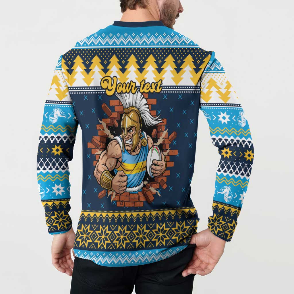 Santa’s Titan Warrior Personalized Button Sweatshirt Christmas Rugby League Spirit - Aussie Hoodie
