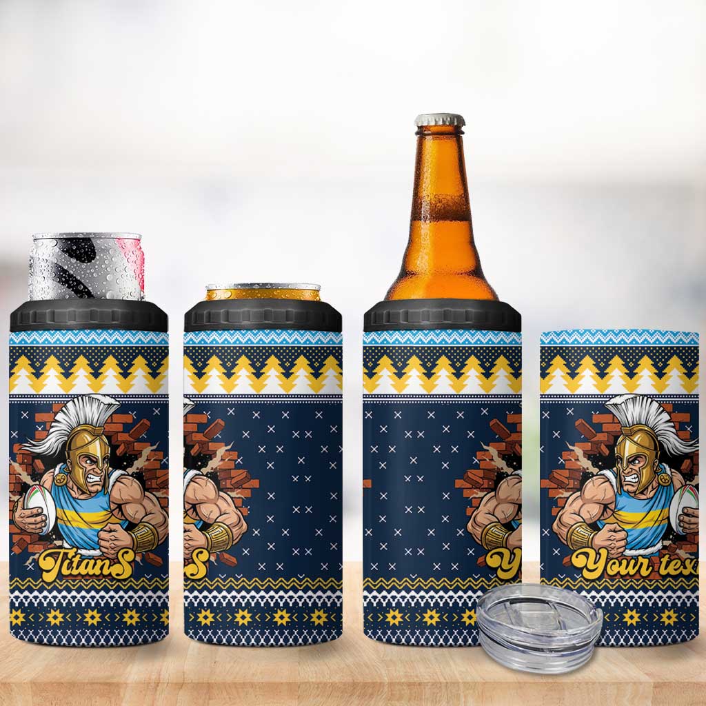 Santa’s Titan Warrior Personalized 4 in 1 Can Cooler Tumbler Christmas Rugby League Spirit - Aussie Hoodie