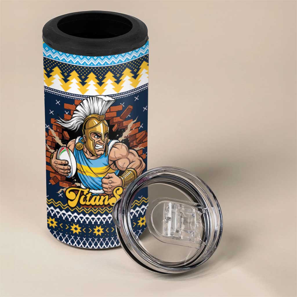 Santa’s Titan Warrior Personalized 4 in 1 Can Cooler Tumbler Christmas Rugby League Spirit - Aussie Hoodie