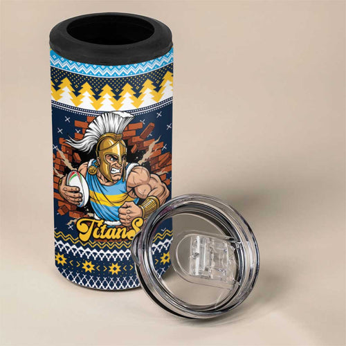Santa’s Titan Warrior Personalized 4 in 1 Can Cooler Tumbler Christmas Rugby League Spirit - Aussie Hoodie
