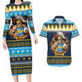 Santa’s Titan Warrior Personalized Couples Matching Long Sleeve Bodycon Dress and Hawaiian Shirt Christmas Rugby League Spirit - Aussie Hoodie