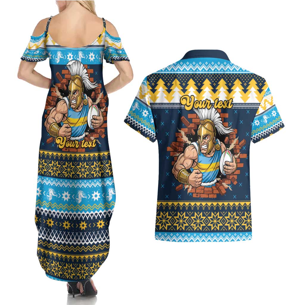 Santa’s Titan Warrior Personalized Couples Matching Summer Maxi Dress and Hawaiian Shirt Christmas Rugby League Spirit - Aussie Hoodie