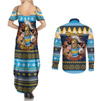 Santa’s Titan Warrior Personalized Couples Matching Summer Maxi Dress and Long Sleeve Button Shirt Christmas Rugby League Spirit - Aussie Hoodie