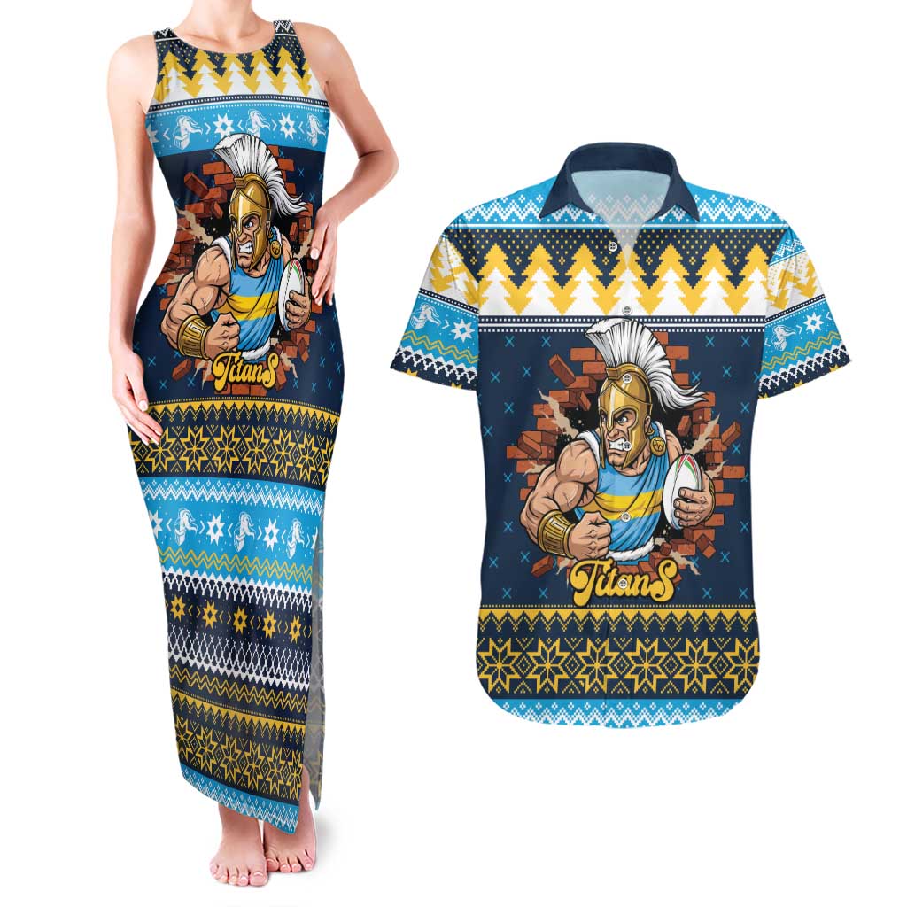Santa’s Titan Warrior Personalized Couples Matching Tank Maxi Dress and Hawaiian Shirt Christmas Rugby League Spirit - Aussie Hoodie
