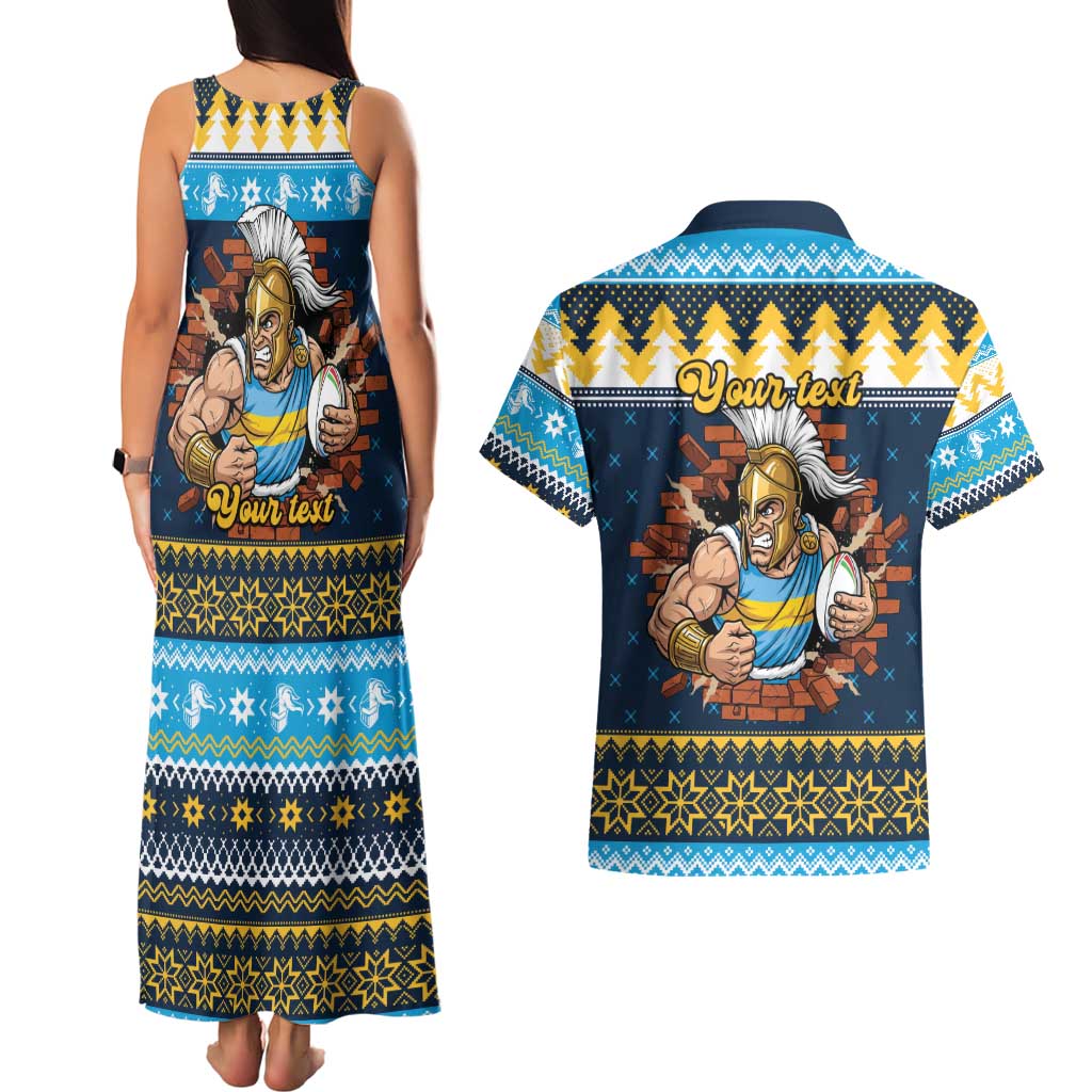 Santa’s Titan Warrior Personalized Couples Matching Tank Maxi Dress and Hawaiian Shirt Christmas Rugby League Spirit - Aussie Hoodie