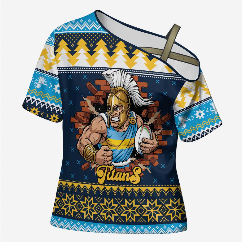 Santa’s Titan Warrior Personalized Cross Shoulder Shirt Christmas Rugby League Spirit - Aussie Hoodie