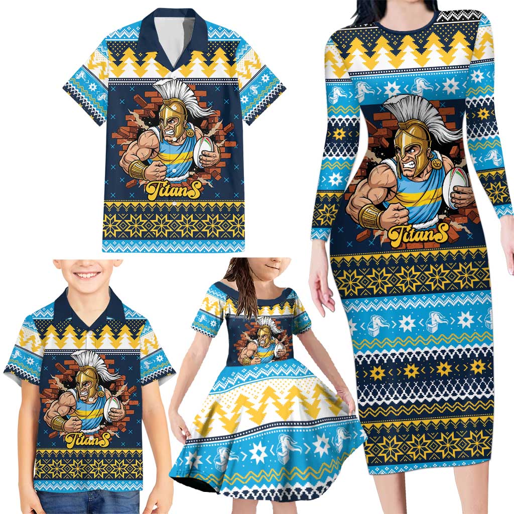 Santa’s Titan Warrior Personalized Family Matching Long Sleeve Bodycon Dress and Hawaiian Shirt Christmas Rugby League Spirit - Aussie Hoodie