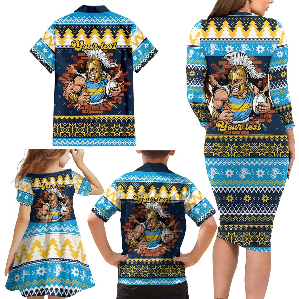 Santa’s Titan Warrior Personalized Family Matching Long Sleeve Bodycon Dress and Hawaiian Shirt Christmas Rugby League Spirit - Aussie Hoodie