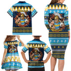 Santa’s Titan Warrior Personalized Family Matching Long Sleeve Bodycon Dress and Hawaiian Shirt Christmas Rugby League Spirit - Aussie Hoodie