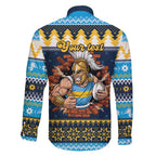 Santa’s Titan Warrior Personalized Family Matching Long Sleeve Bodycon Dress and Hawaiian Shirt Christmas Rugby League Spirit - Aussie Hoodie