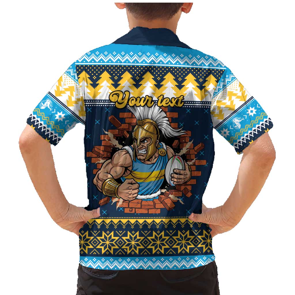 Santa’s Titan Warrior Personalized Family Matching Mermaid Dress and Hawaiian Shirt Christmas Rugby League Spirit - Aussie Hoodie