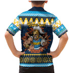 Santa’s Titan Warrior Personalized Family Matching Mermaid Dress and Hawaiian Shirt Christmas Rugby League Spirit - Aussie Hoodie