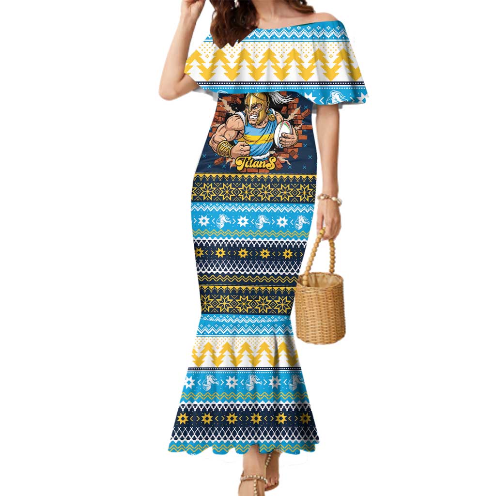 Santa’s Titan Warrior Personalized Family Matching Mermaid Dress and Hawaiian Shirt Christmas Rugby League Spirit - Aussie Hoodie
