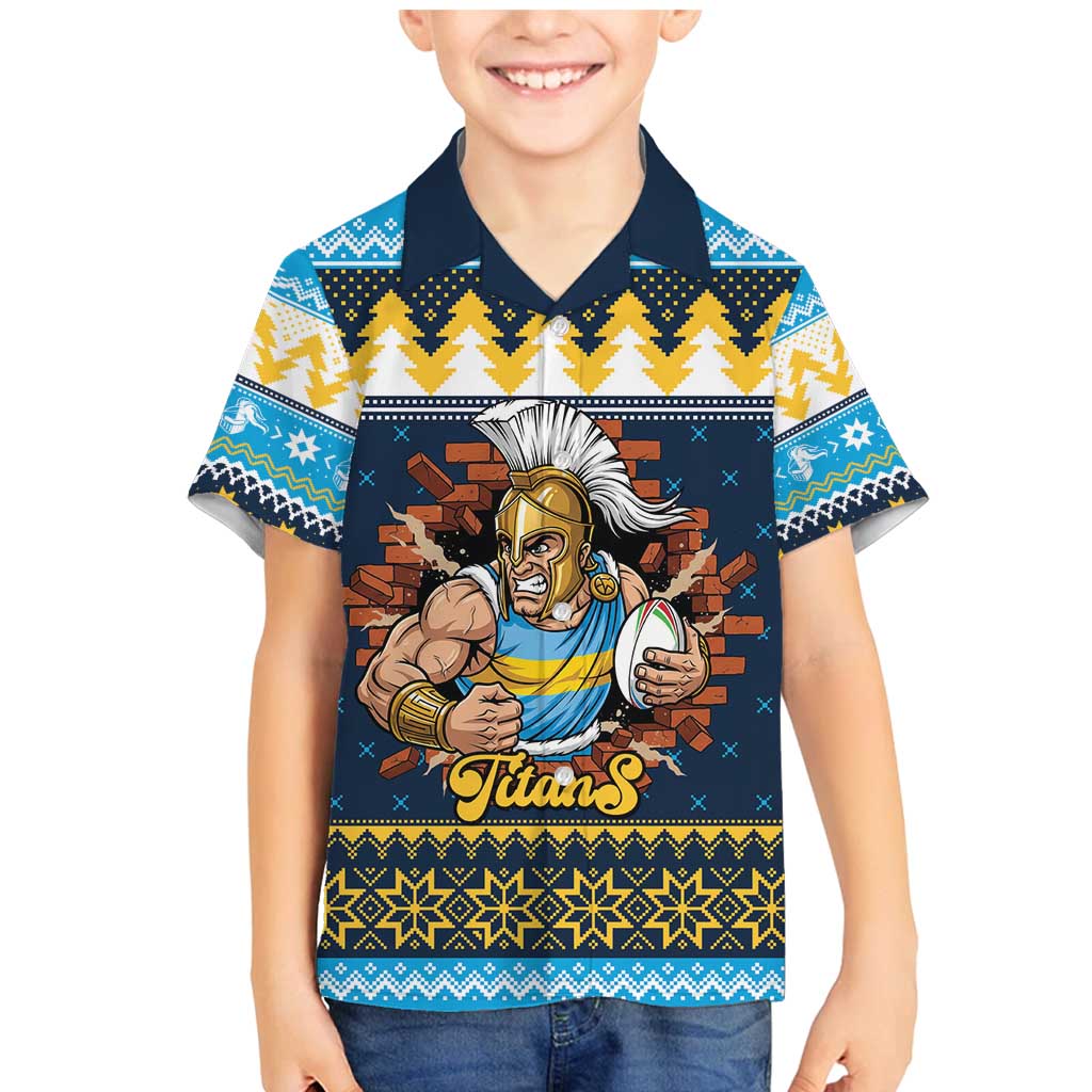 Santa’s Titan Warrior Personalized Family Matching Mermaid Dress and Hawaiian Shirt Christmas Rugby League Spirit - Aussie Hoodie