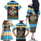 Santa’s Titan Warrior Personalized Family Matching Off The Shoulder Long Sleeve Dress and Hawaiian Shirt Christmas Rugby League Spirit - Aussie Hoodie